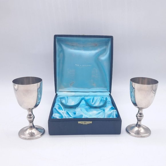 Pair of Boxed Silverplated Wine Chalices - Picture 1 of 11